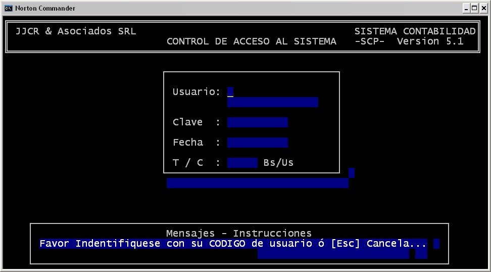 Pantalla de Control de Acceso al Sistema