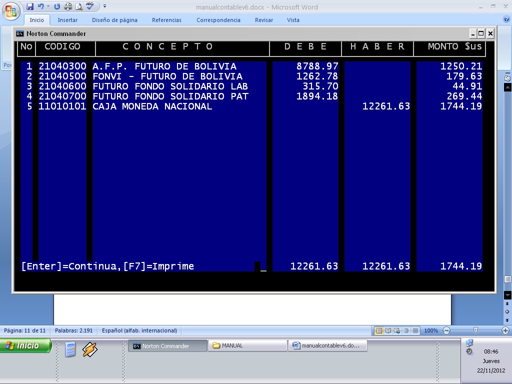Detalle de Comprobante con Contenido